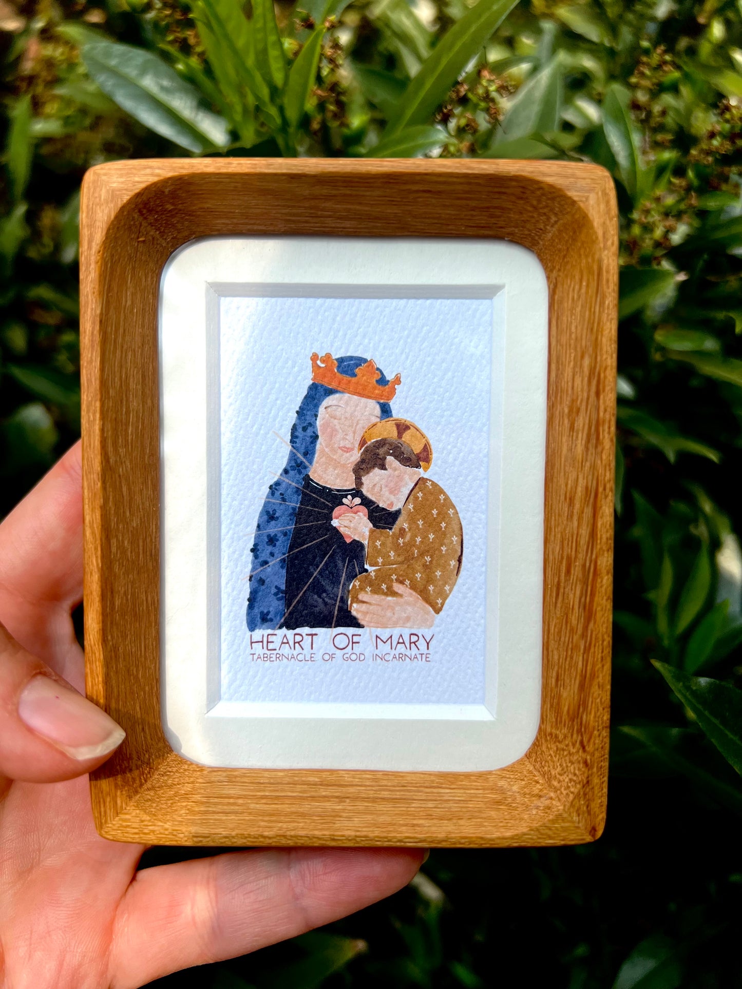Heart of Mary Hand-Painted Framed Tiny Art