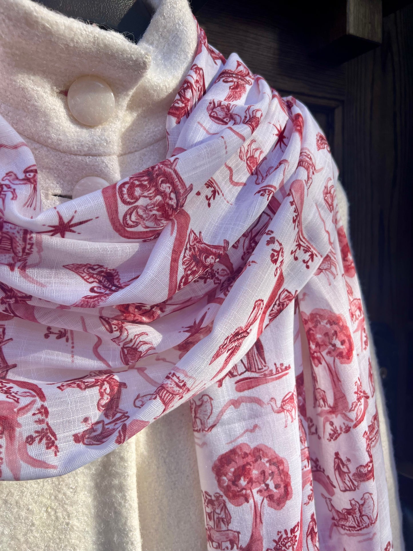 Christmas Toile Pashmina Scarf