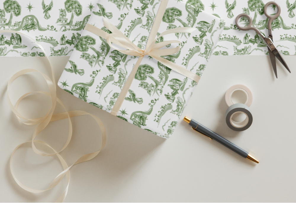 Christmas Toile Wrapping Paper